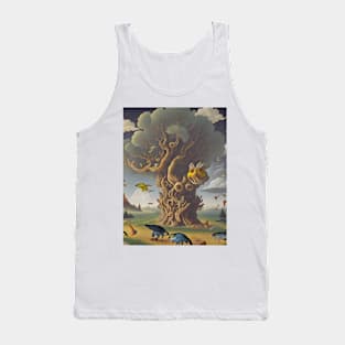 Metamorphosis Skies: A Surreal Landscape of Birds, Fish, and Reptiles in Transformation Tank Top